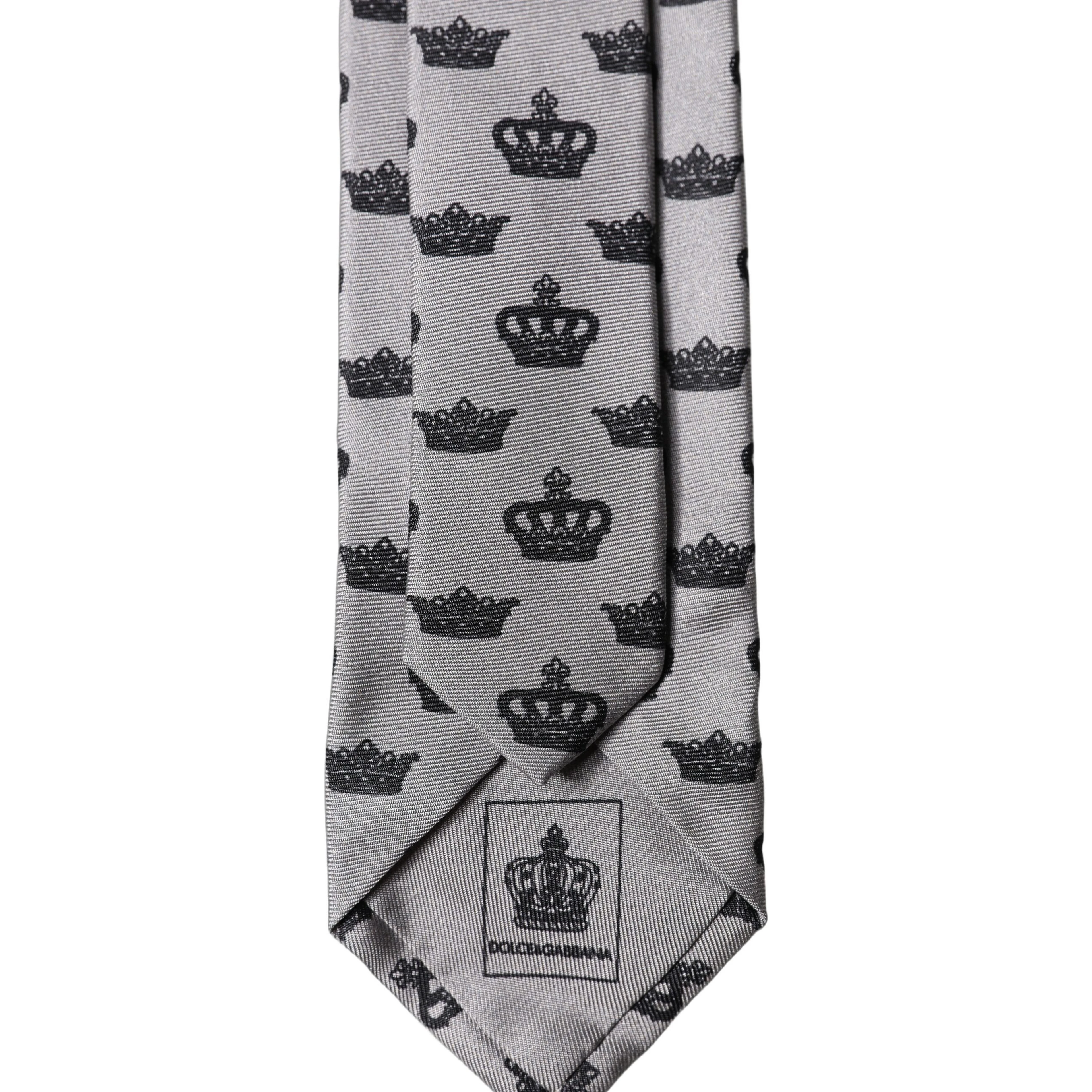 Gray Crown Fantasy Silk Adjustable Men Tied Necktie Tie