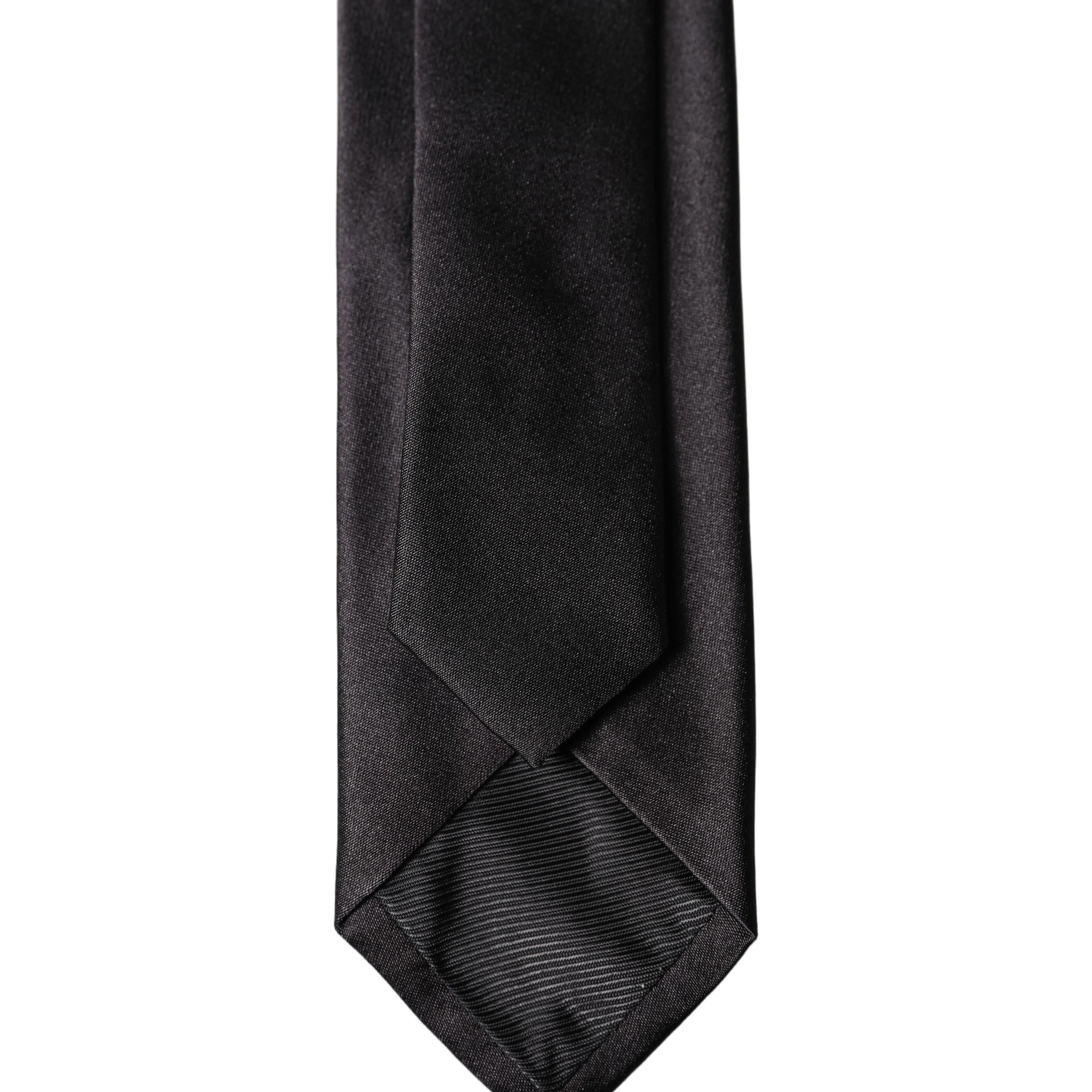 Black Solid 100% Silk Adjustable Men Tied Necktie Tie