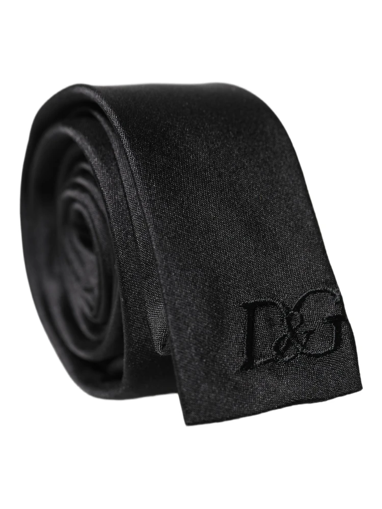 Black D&G Embroidery Silk Adjustable Men Necktie Tie