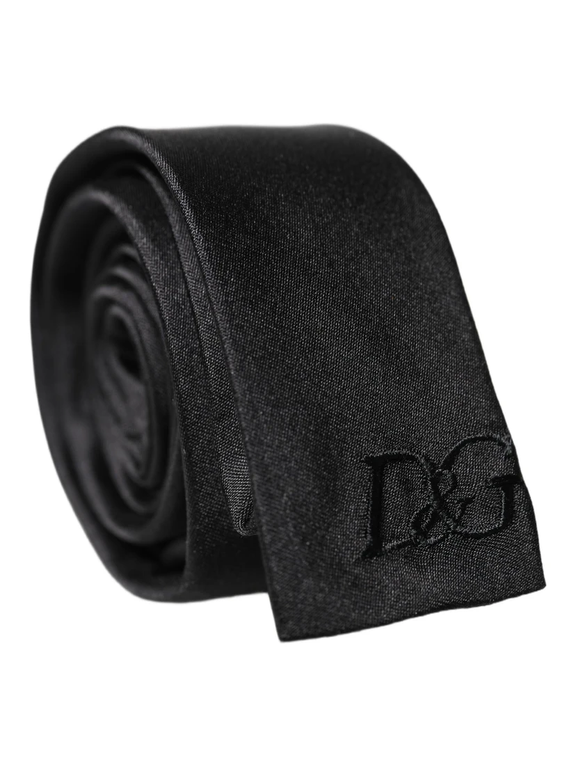 Black D&G Embroidery Silk Adjustable Men Necktie Tie
