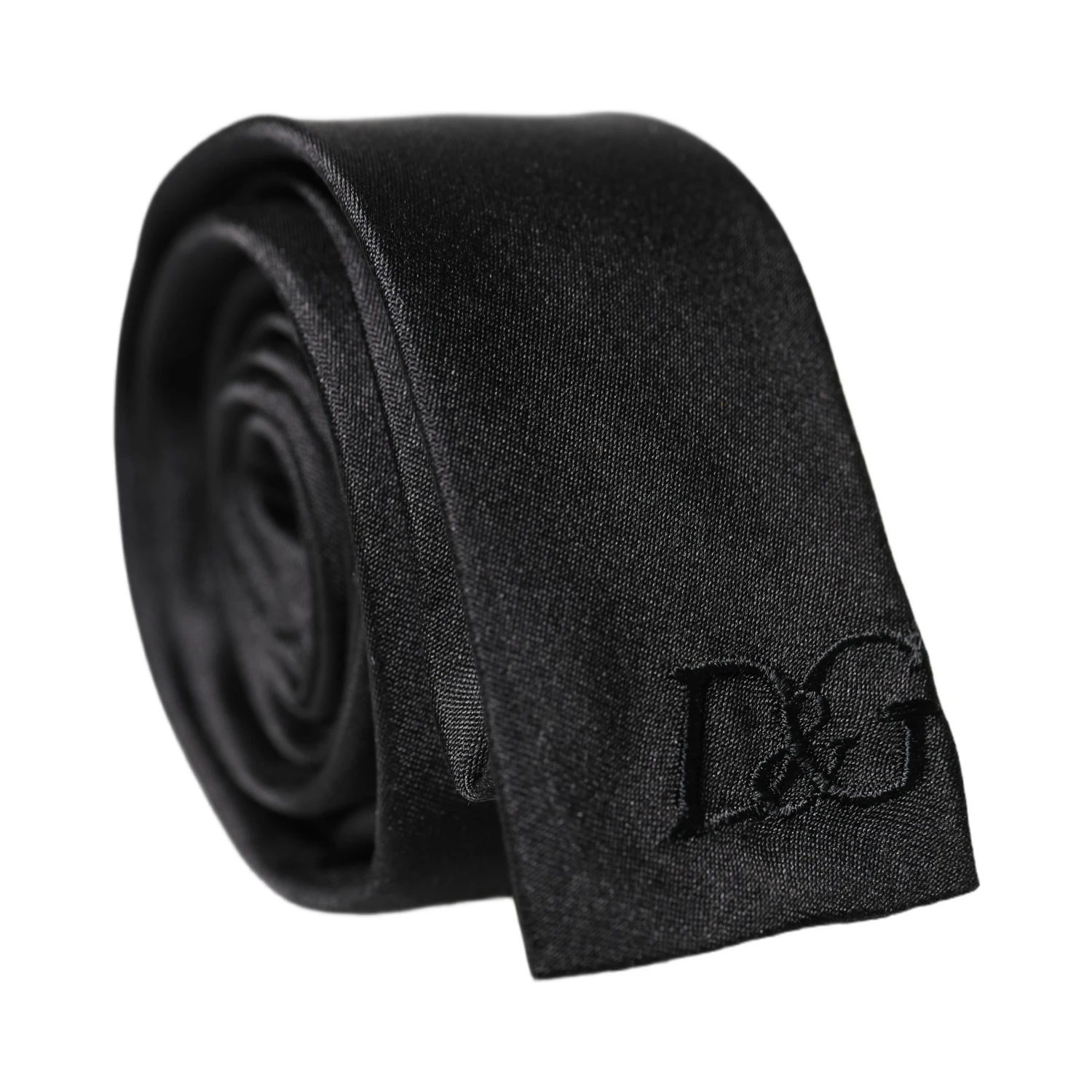 Black D&G Embroidery Silk Adjustable Men Necktie Tie