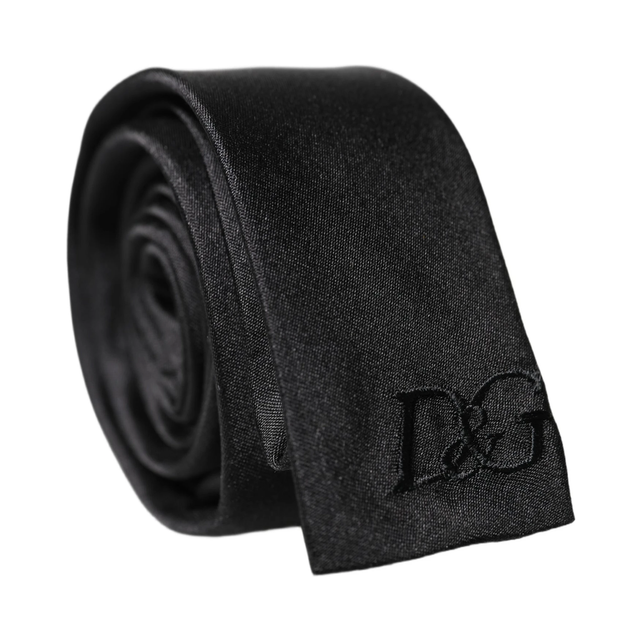 Black D&G Embroidery Silk Adjustable Men Necktie Tie