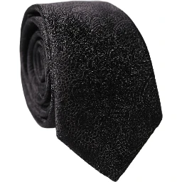 Black Floral Brocade Silk Adjustable Men Tied Necktie Tie