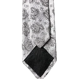 Silver Gray Paisley Silk Adjustable Men Tied Necktie Tie