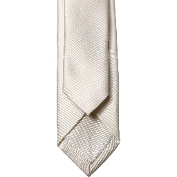 Off White Solid 100% Silk Adjustable Men Tied Necktie Tie