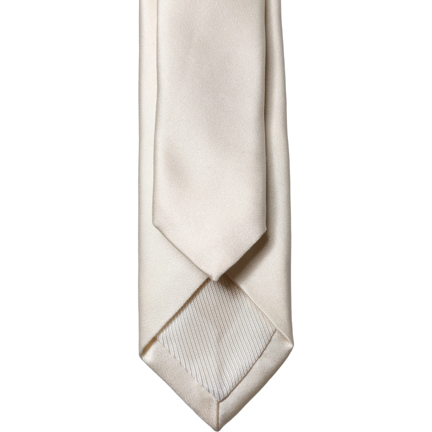 Off White Solid 100% Silk Adjustable Men Tied Necktie Tie