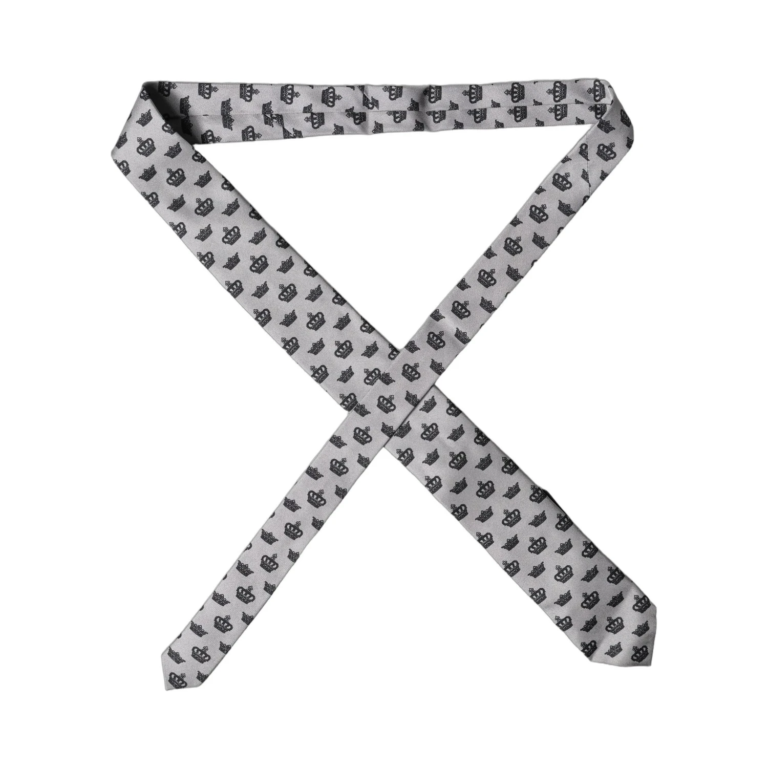 Gray Crown Fantasy Silk Adjustable Men Tied Necktie Tie