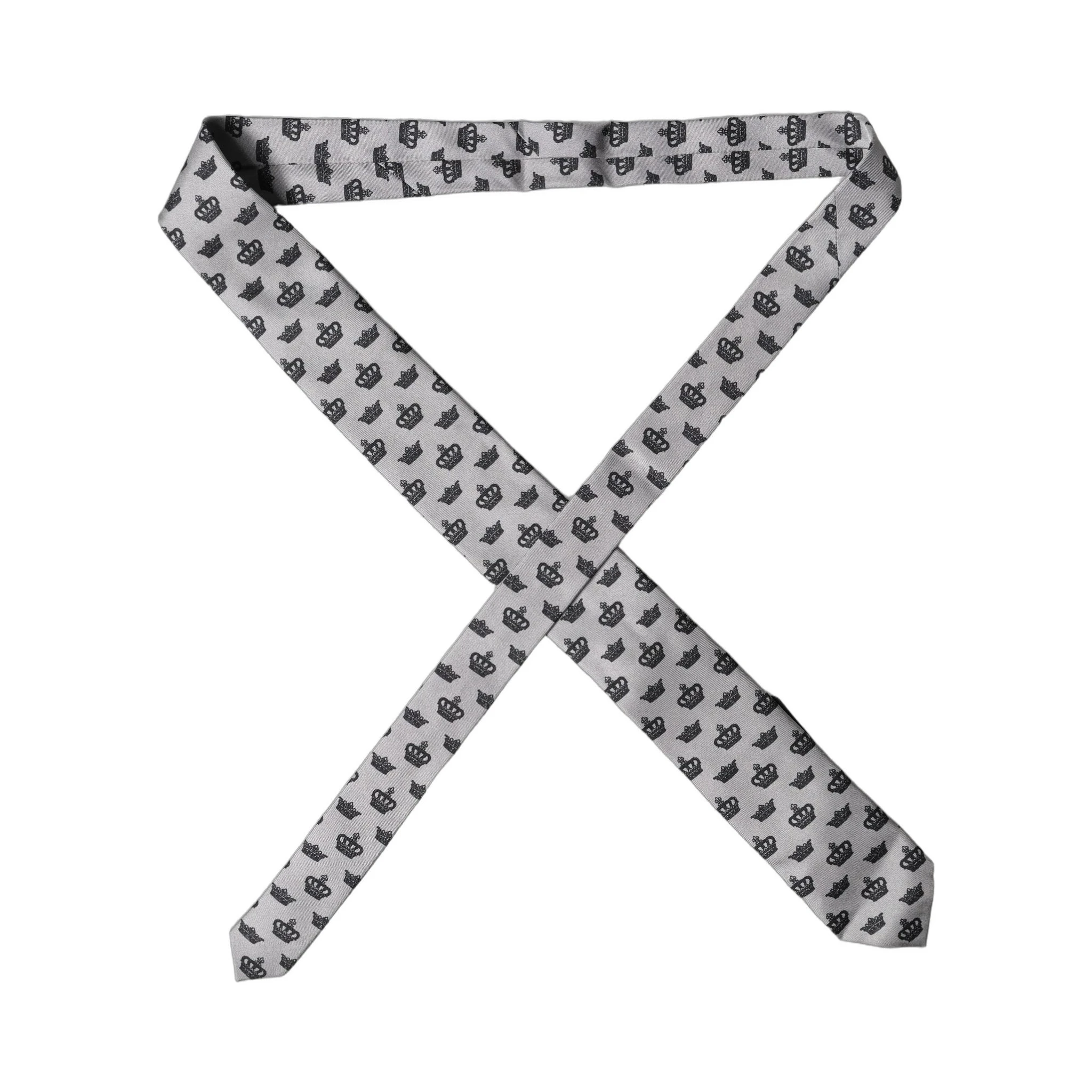 Gray Crown Fantasy Silk Adjustable Men Tied Necktie Tie