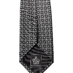 Black White Patterned Silk Adjustable Men Necktie Tie