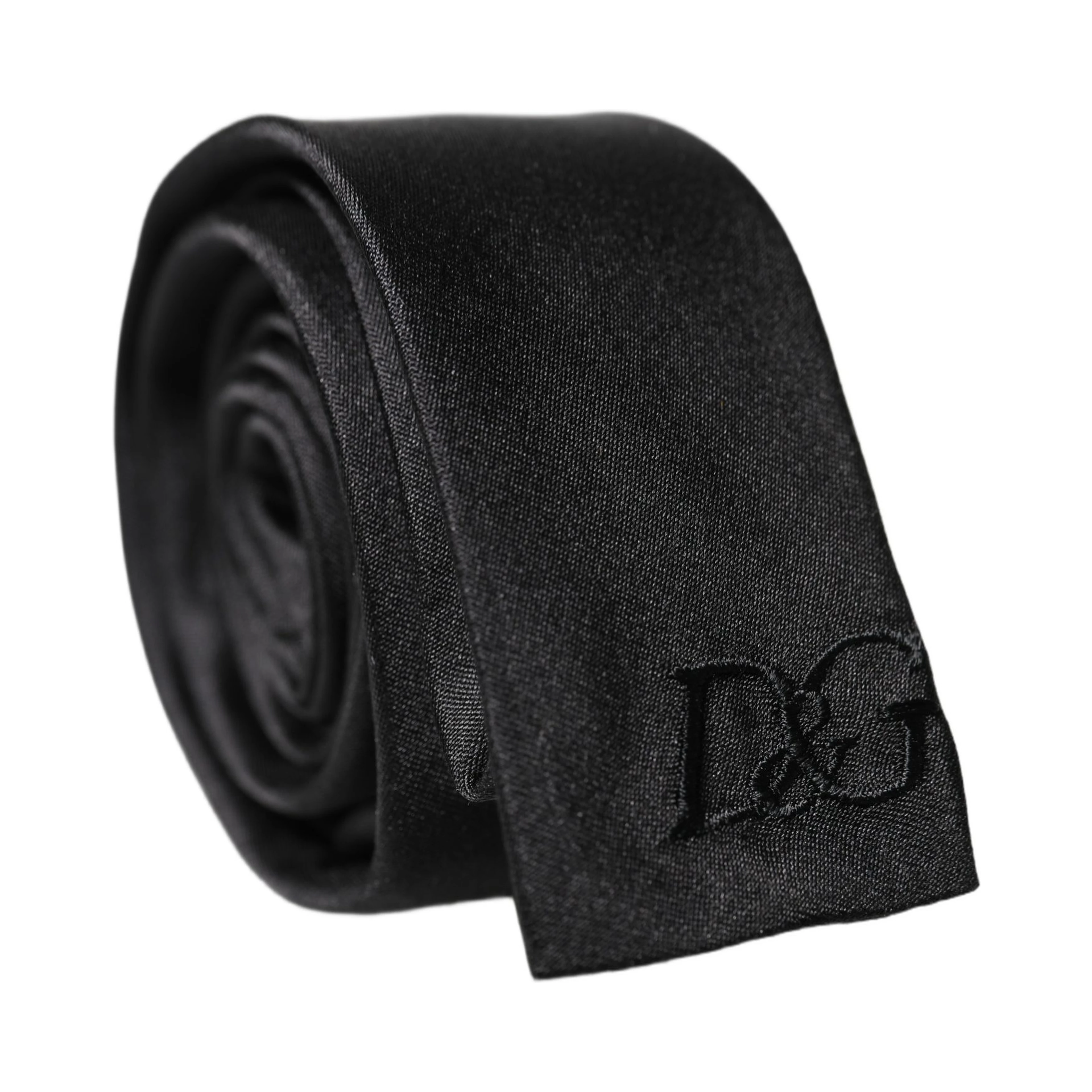 Black D&G Embroidery Silk Adjustable Men Necktie Tie
