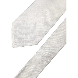 White Solid Silk Blend Adjustable Men Tied Necktie Tie