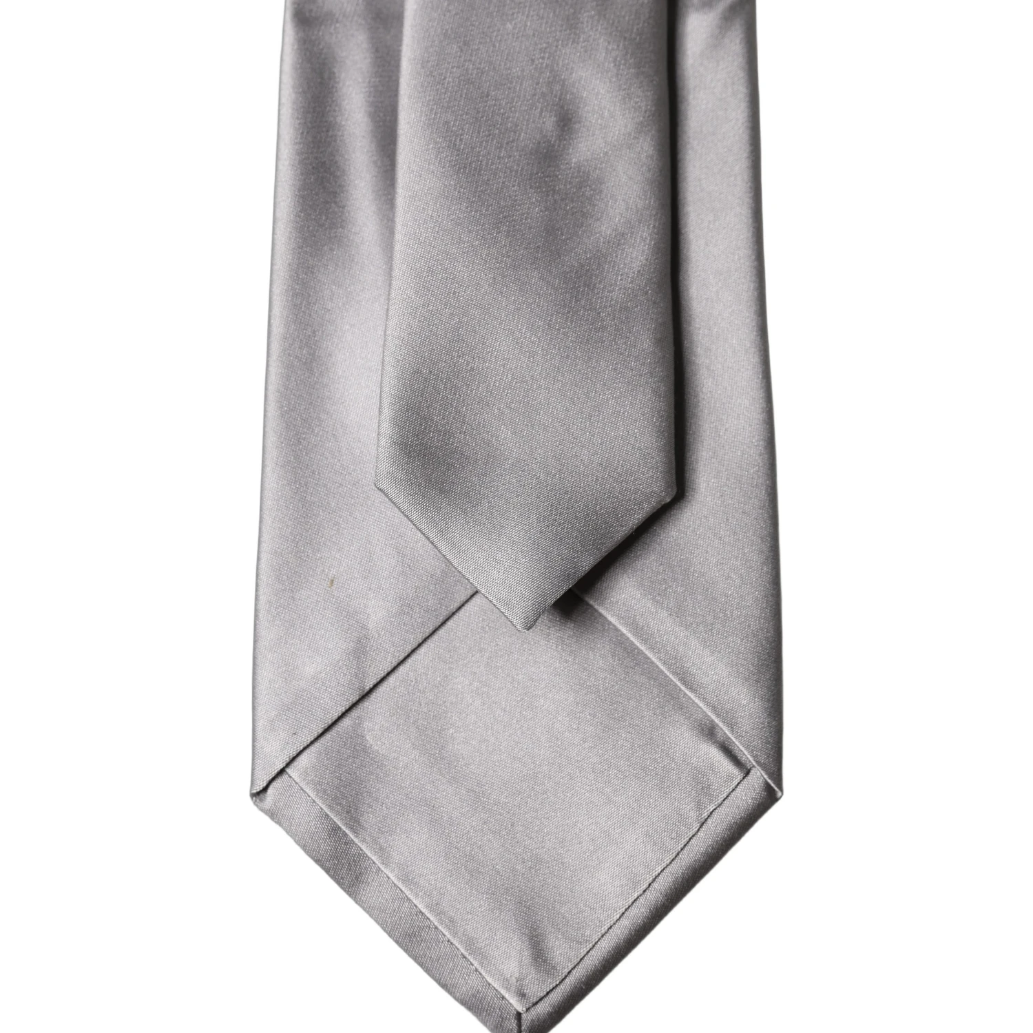 Gray Satin 100% Silk Adjustable Men Tied Necktie Tie
