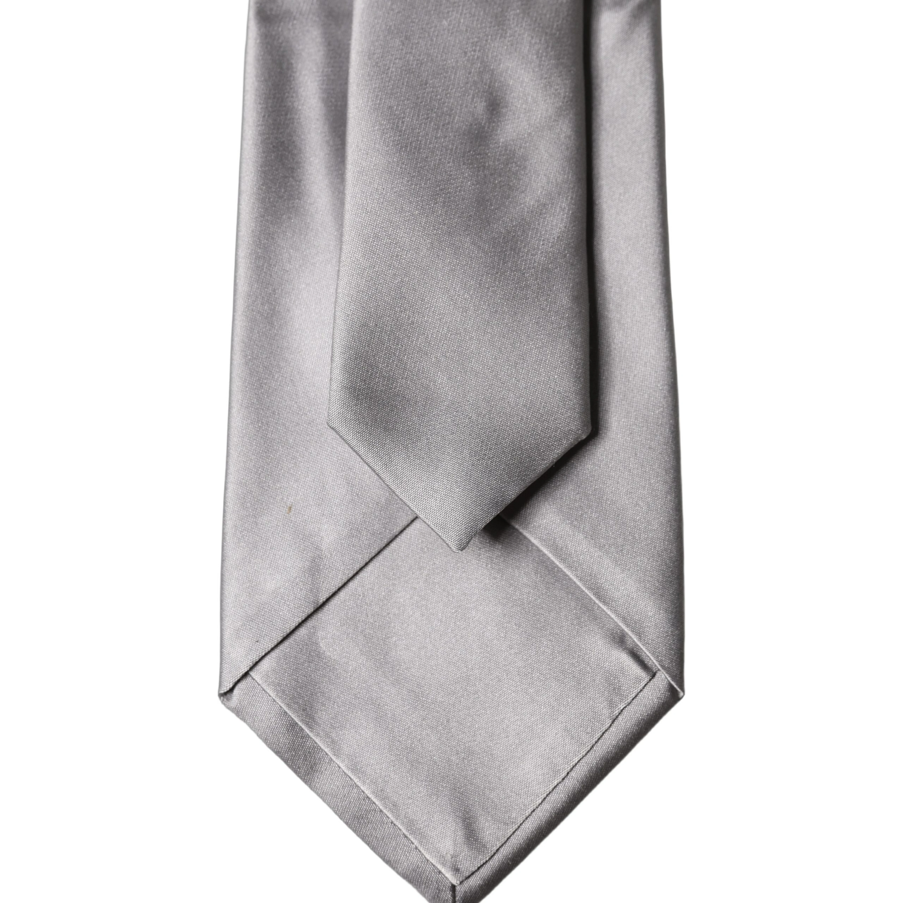 Gray Satin 100% Silk Adjustable Men Tied Necktie Tie