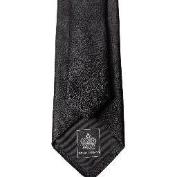 Black Solid 100% Silk Adjustable Men Tied Necktie Tie