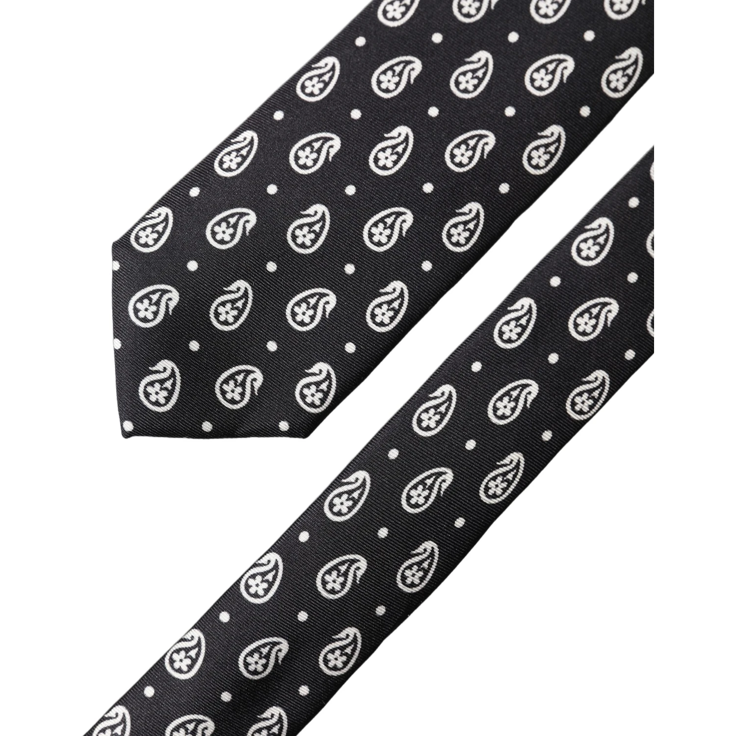 Black Paisley 100% Silk Adjustable Men Tied Necktie Tie