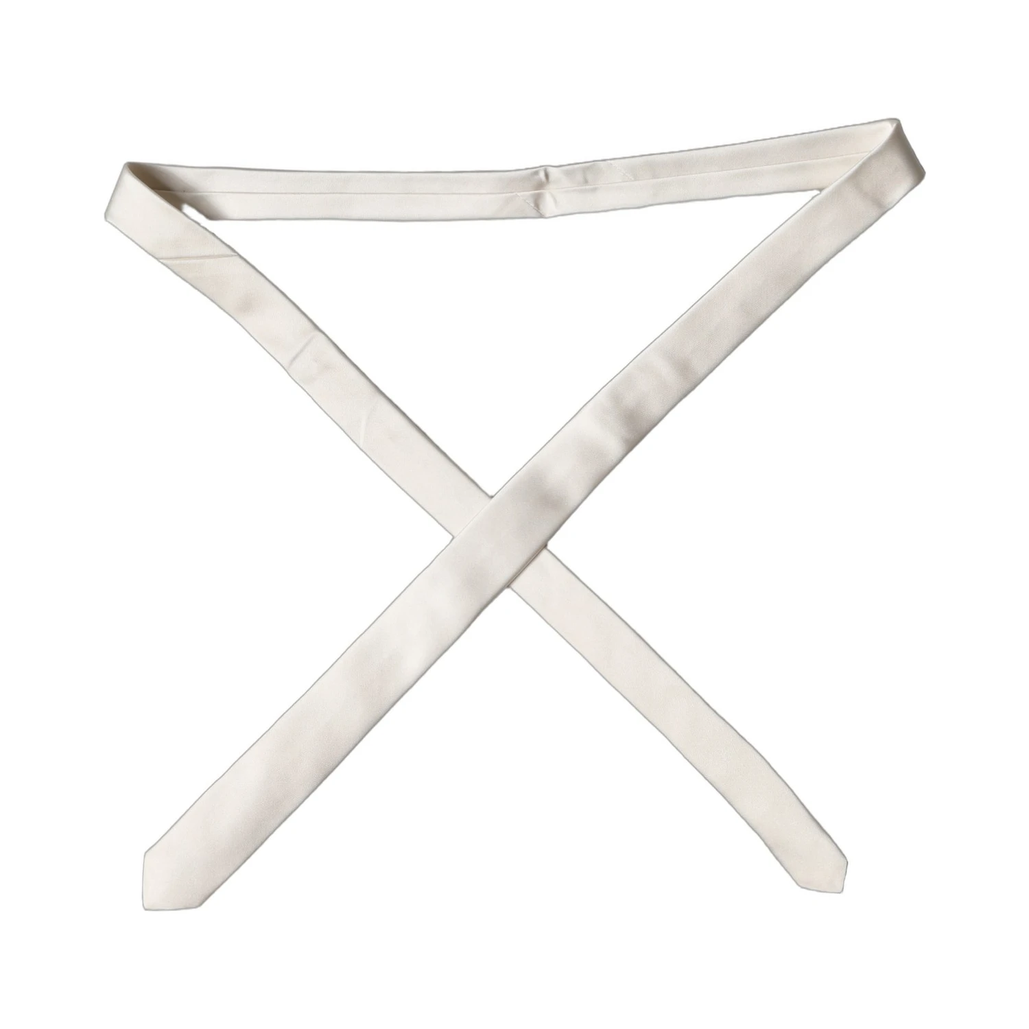 Off White Solid 100% Silk Adjustable Men Tied Necktie Tie