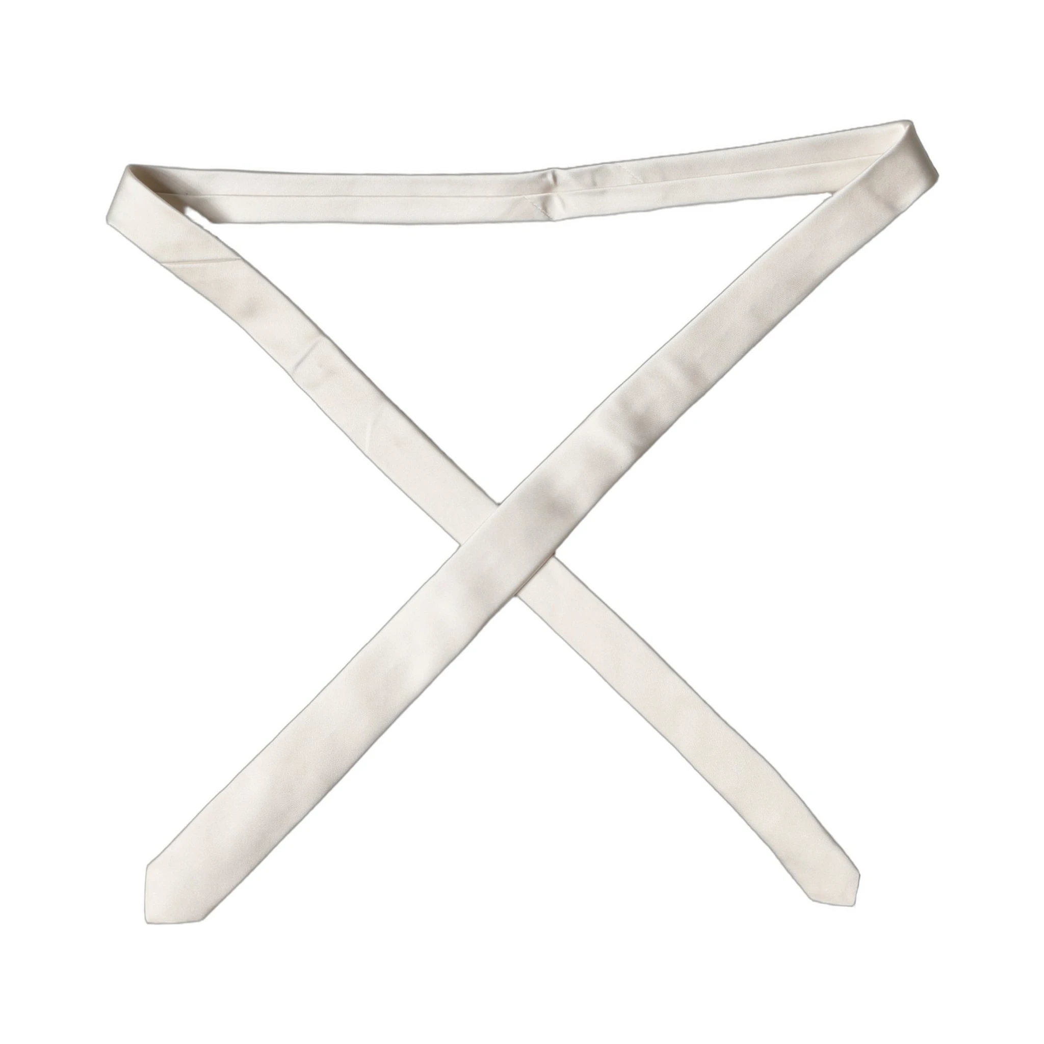 Off White Solid 100% Silk Adjustable Men Tied Necktie Tie