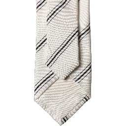 Beige Black Stripes 100% Silk Adjustable Men Necktie Tie