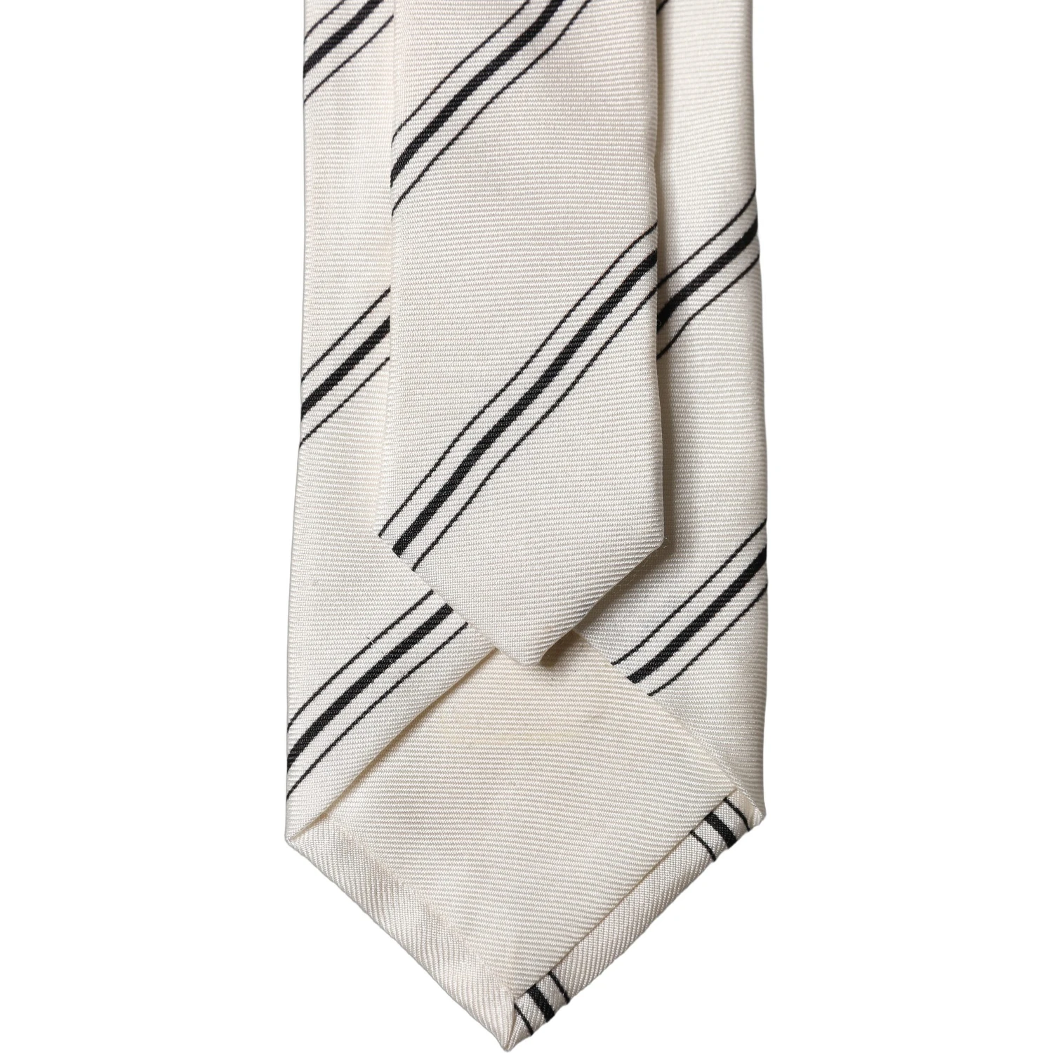Beige Black Stripes 100% Silk Adjustable Men Necktie Tie