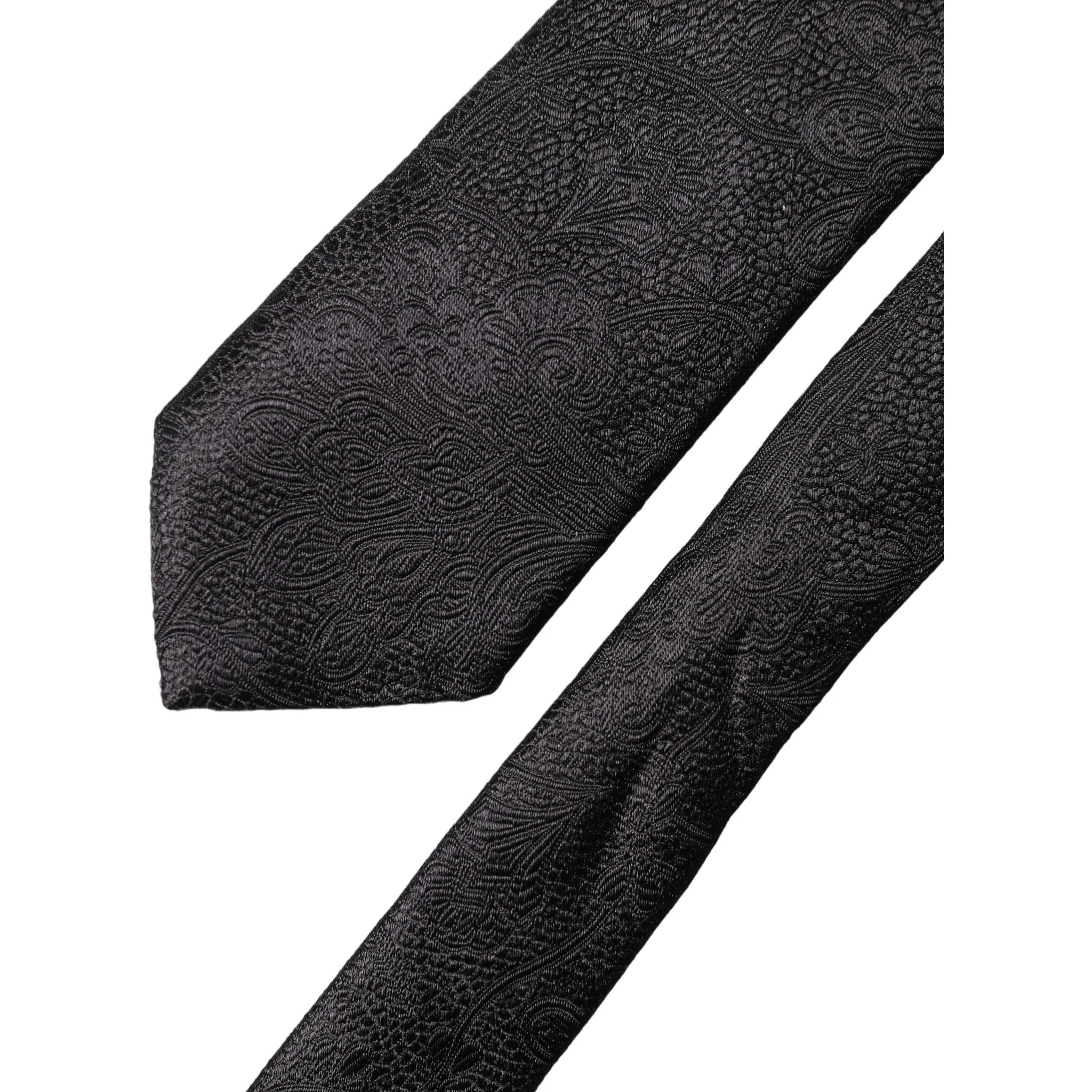 Black Solid 100% Silk Adjustable Men Tied Necktie Tie