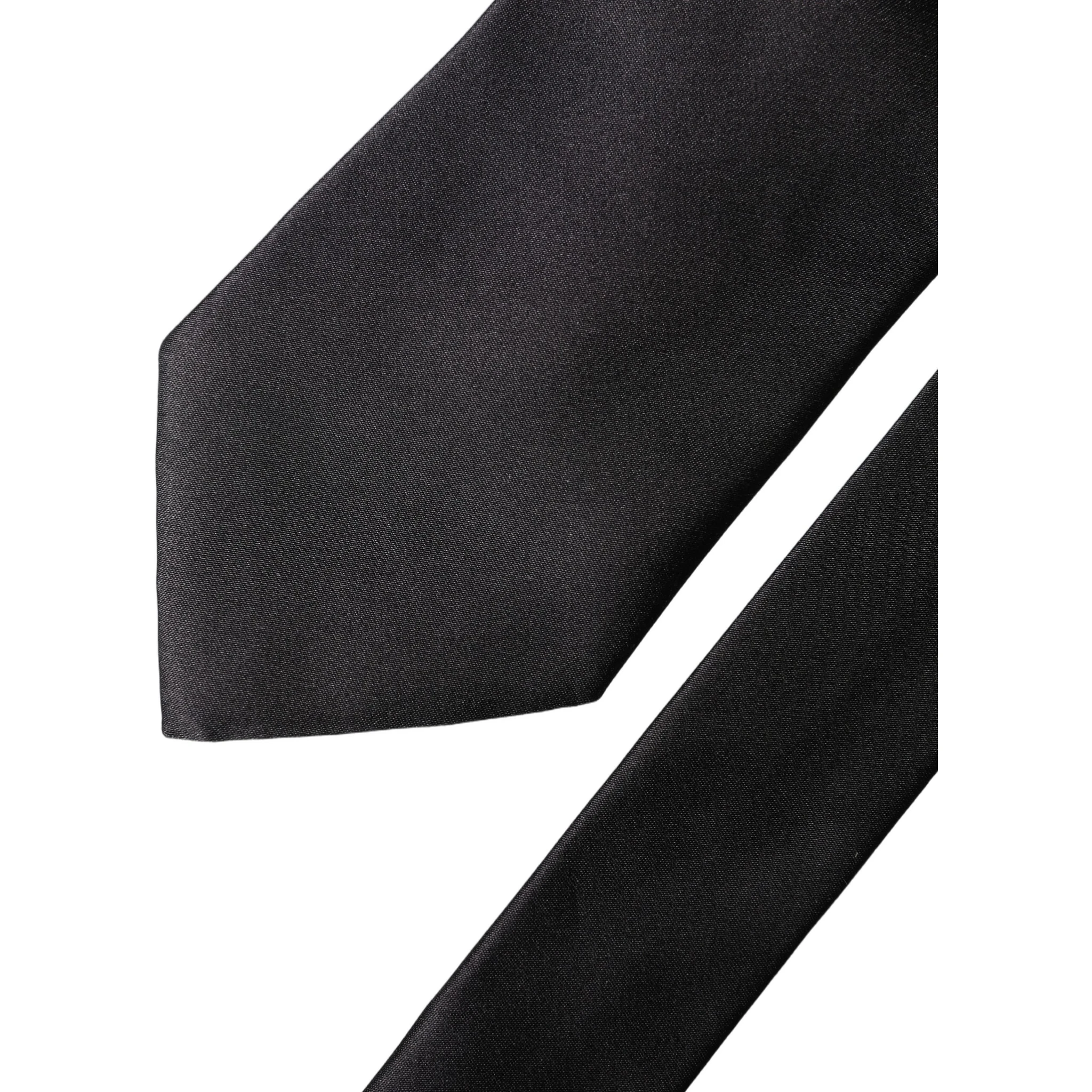 Brown Logo Embroidery Silk Adjustable Men Necktie Tie