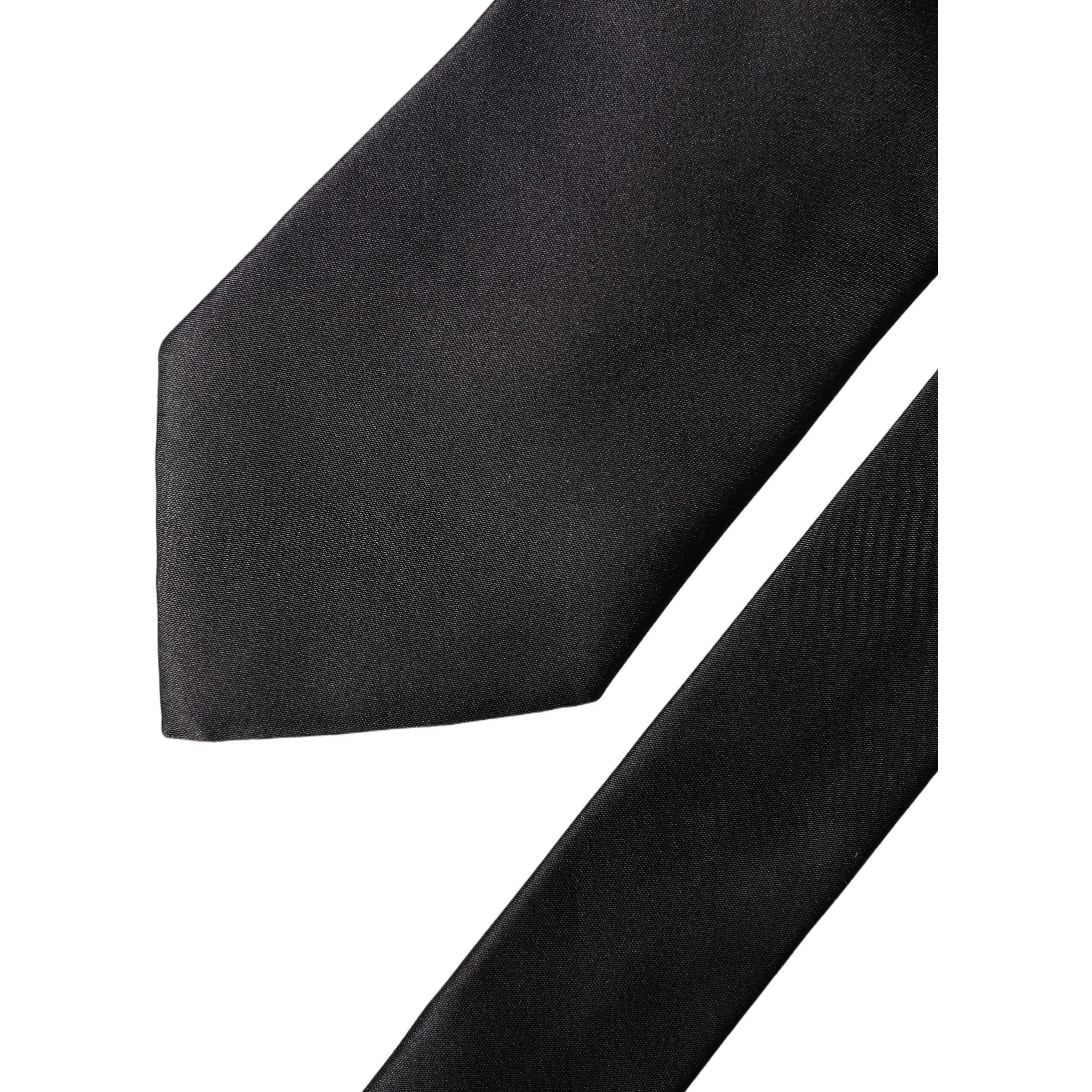 Brown Logo Embroidery Silk Adjustable Men Necktie Tie