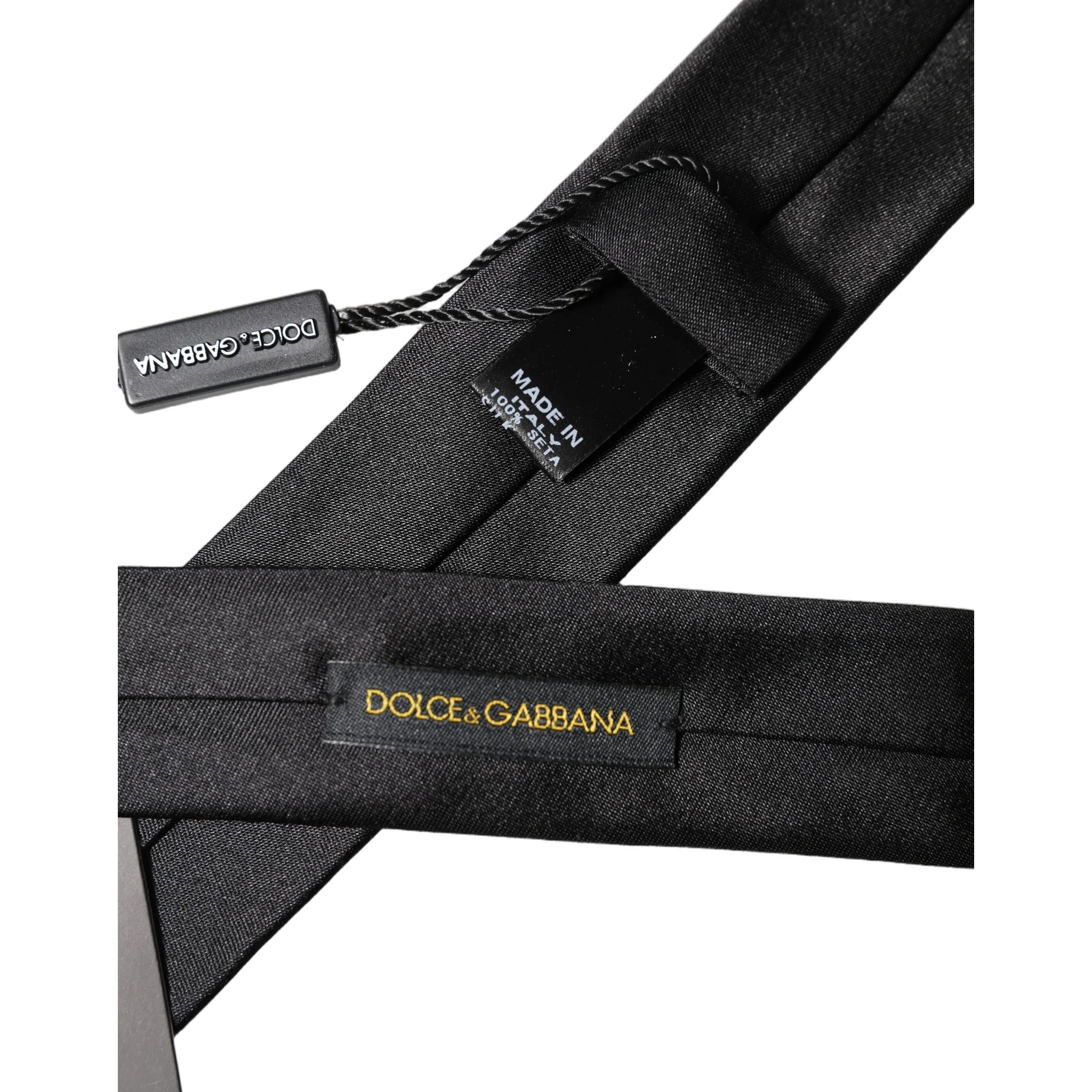 Black D&G Embroidery Silk Adjustable Men Necktie Tie