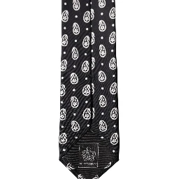 Black Paisley 100% Silk Adjustable Men Tied Necktie Tie
