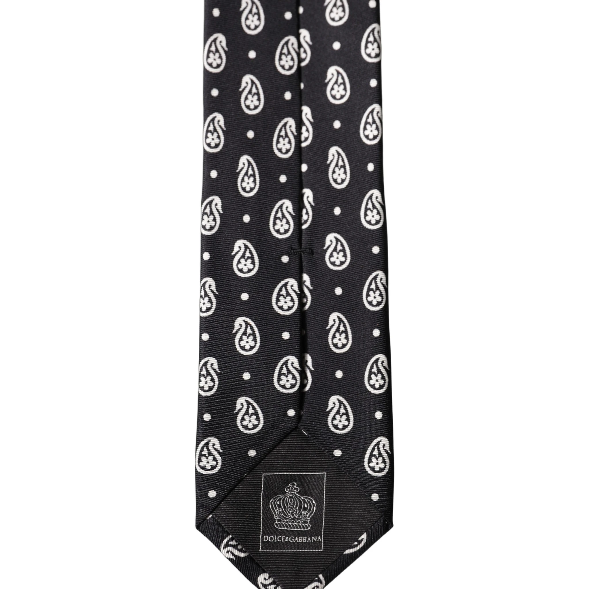 Black Paisley 100% Silk Adjustable Men Tied Necktie Tie
