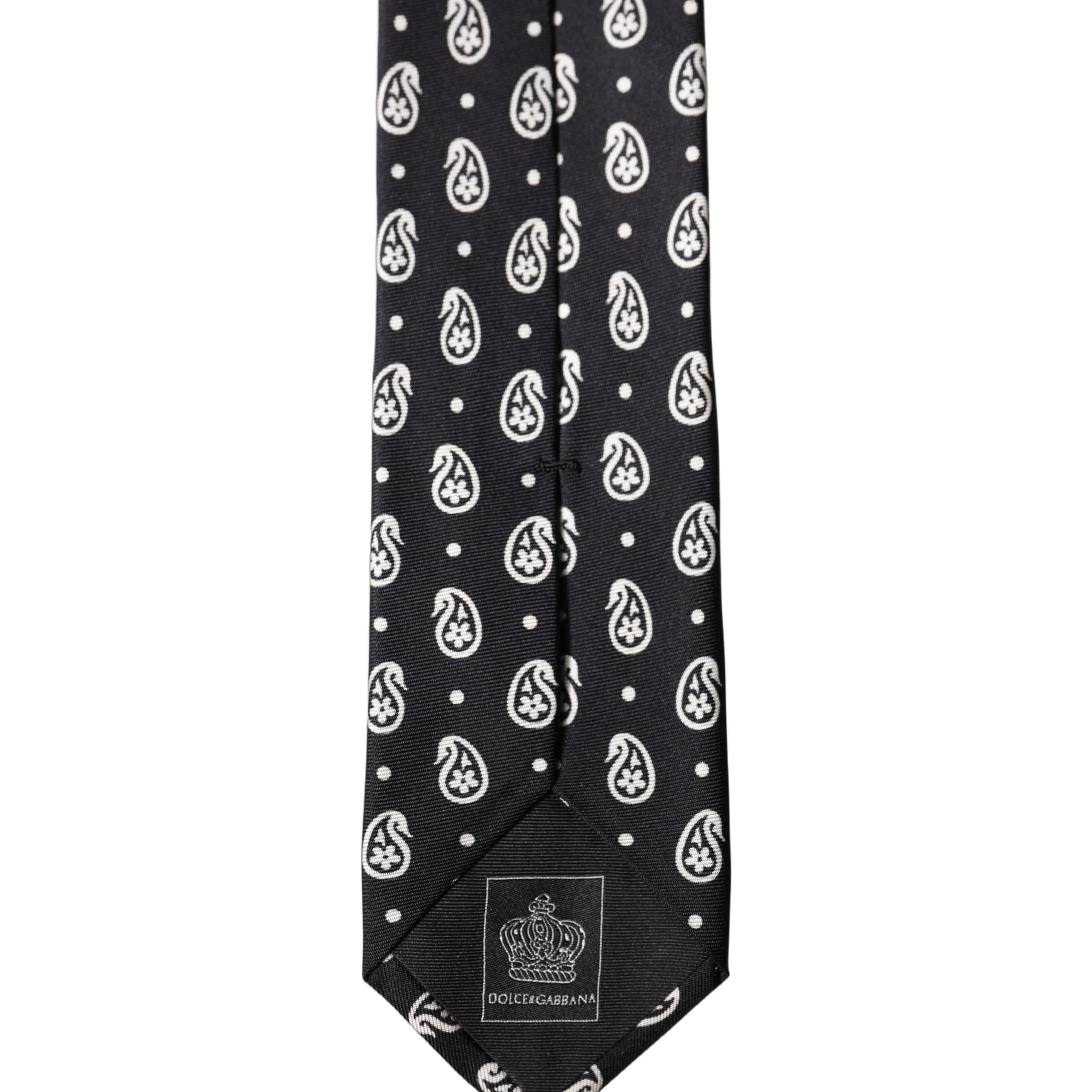 Black Paisley 100% Silk Adjustable Men Tied Necktie Tie