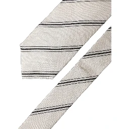Beige Black Stripes 100% Silk Adjustable Men Necktie Tie