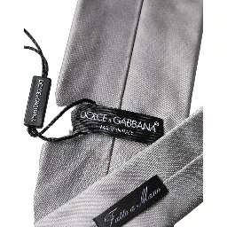 Gray Satin 100% Silk Adjustable Men Tied Necktie Tie