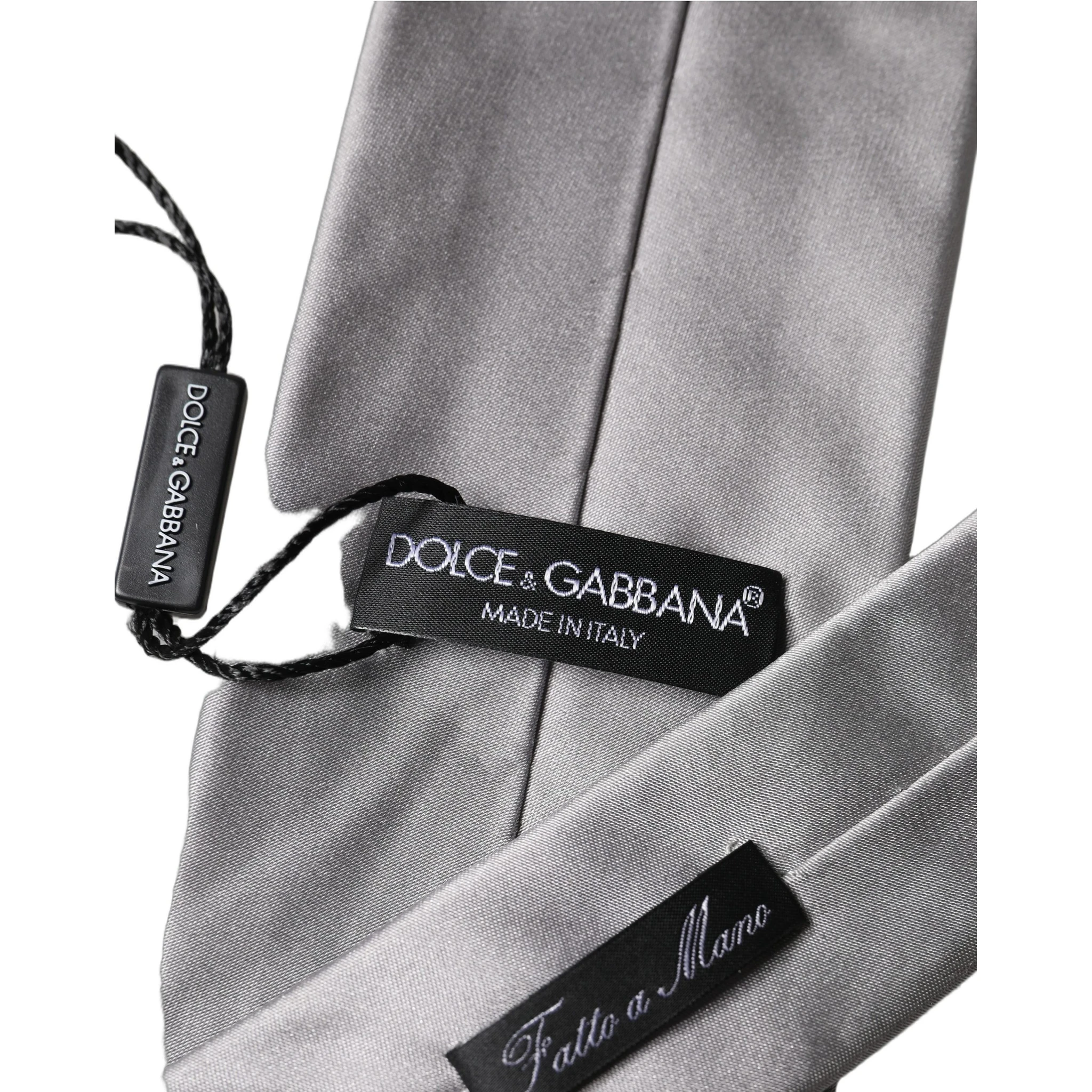 Gray Satin 100% Silk Adjustable Men Tied Necktie Tie