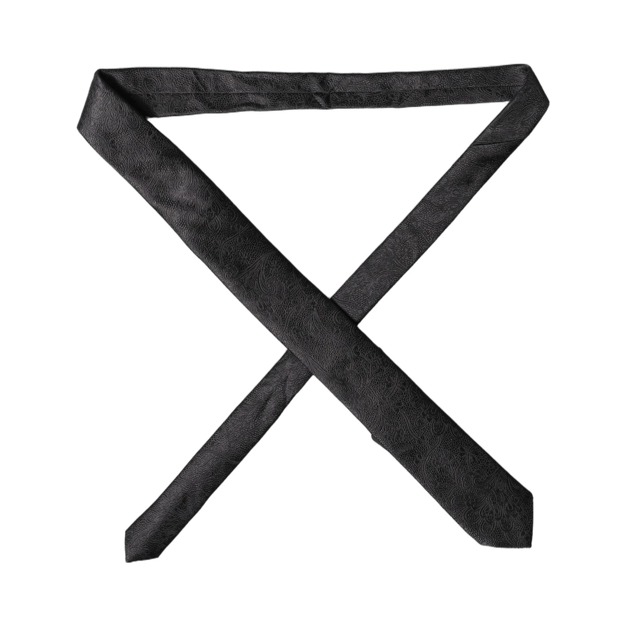 Black Solid 100% Silk Adjustable Men Tied Necktie Tie