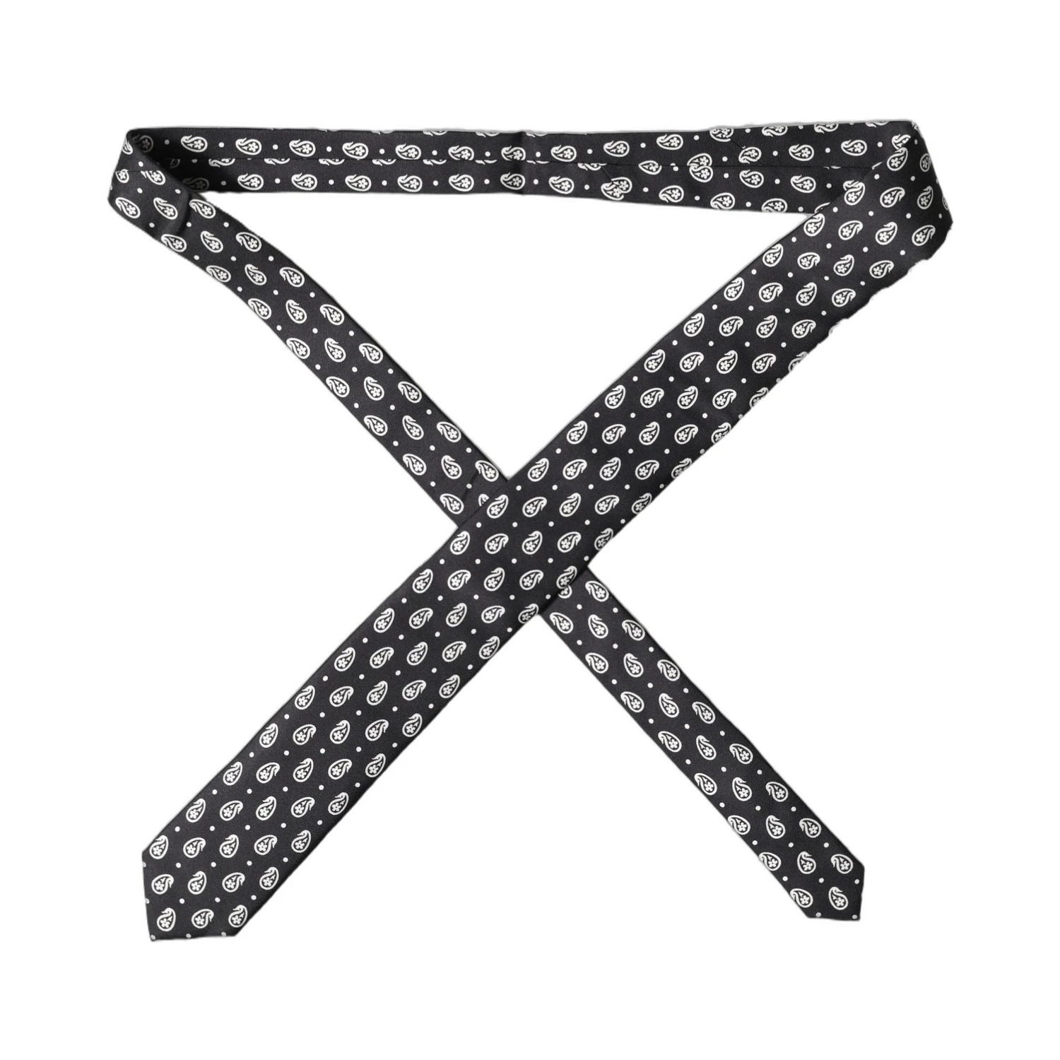 Black Paisley 100% Silk Adjustable Men Tied Necktie Tie