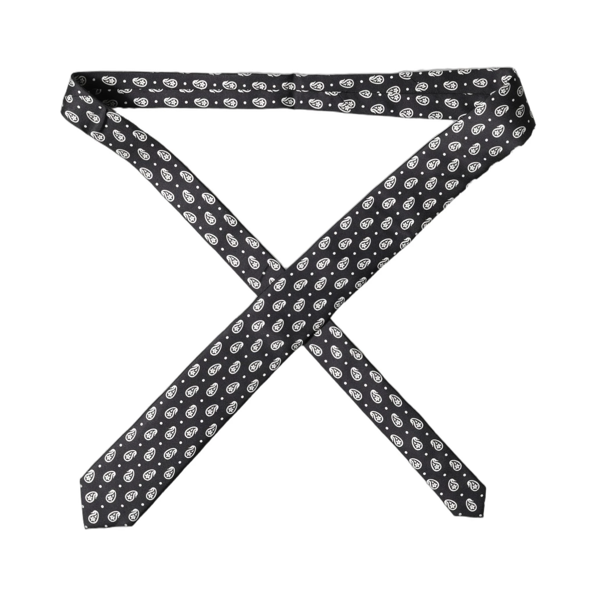 Black Paisley 100% Silk Adjustable Men Tied Necktie Tie