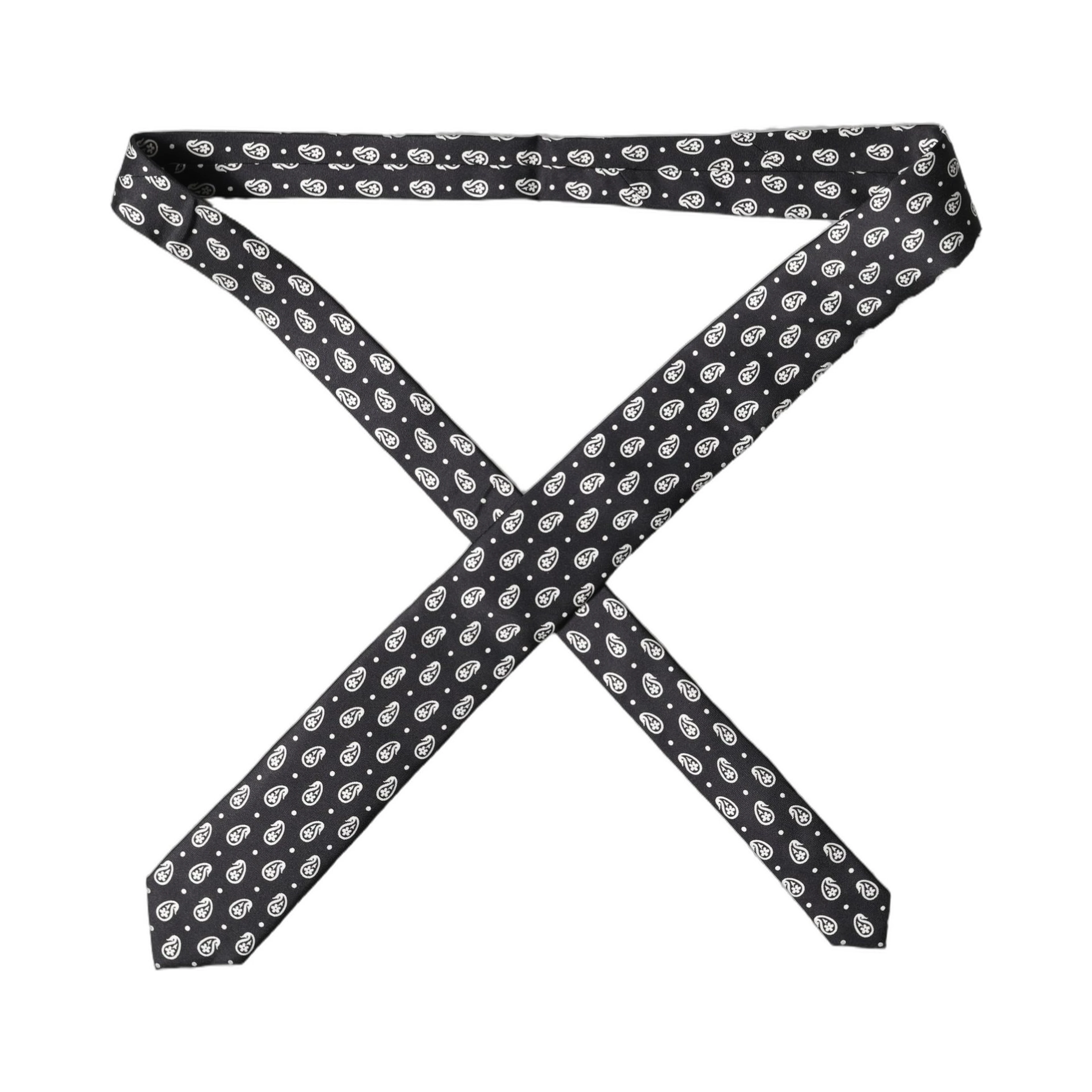 Black Paisley 100% Silk Adjustable Men Tied Necktie Tie