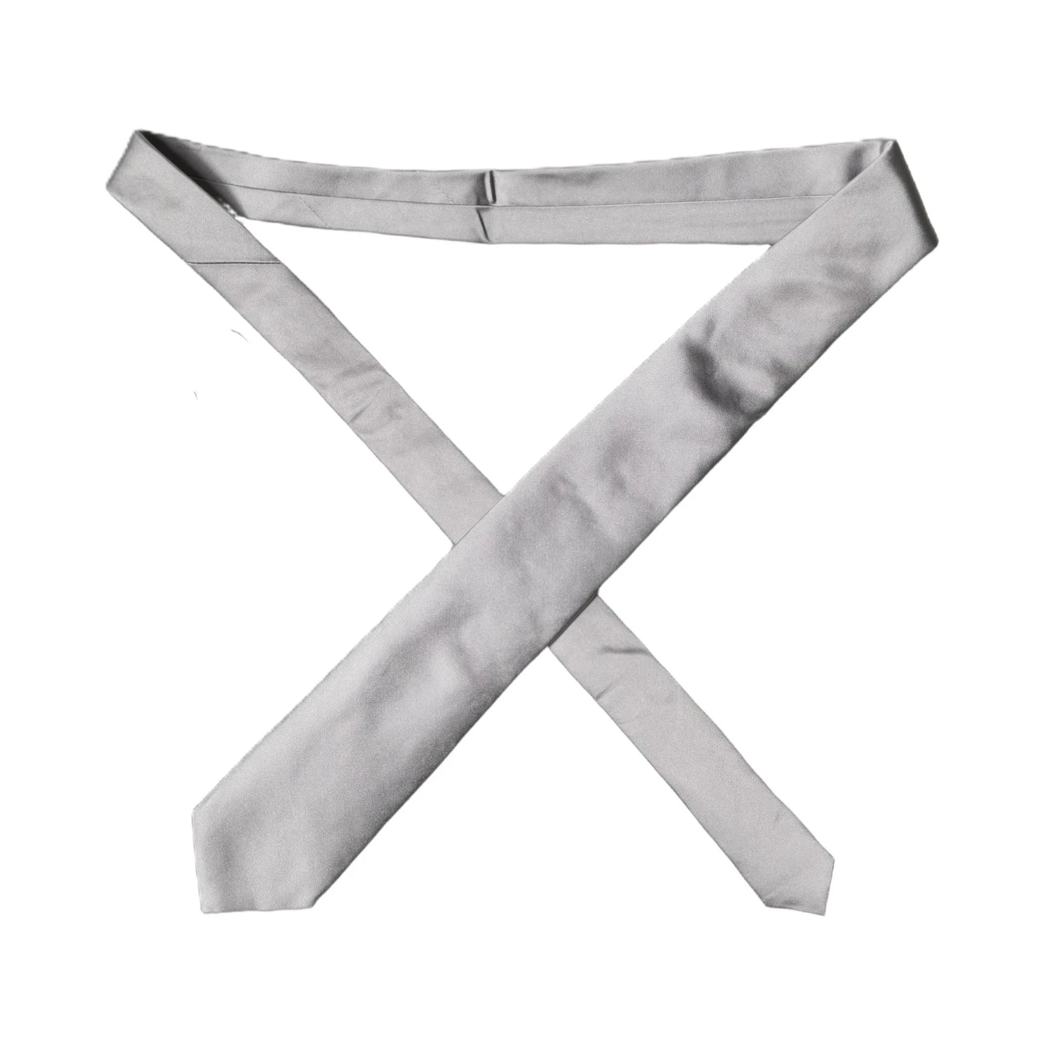 Gray Satin 100% Silk Adjustable Men Tied Necktie Tie