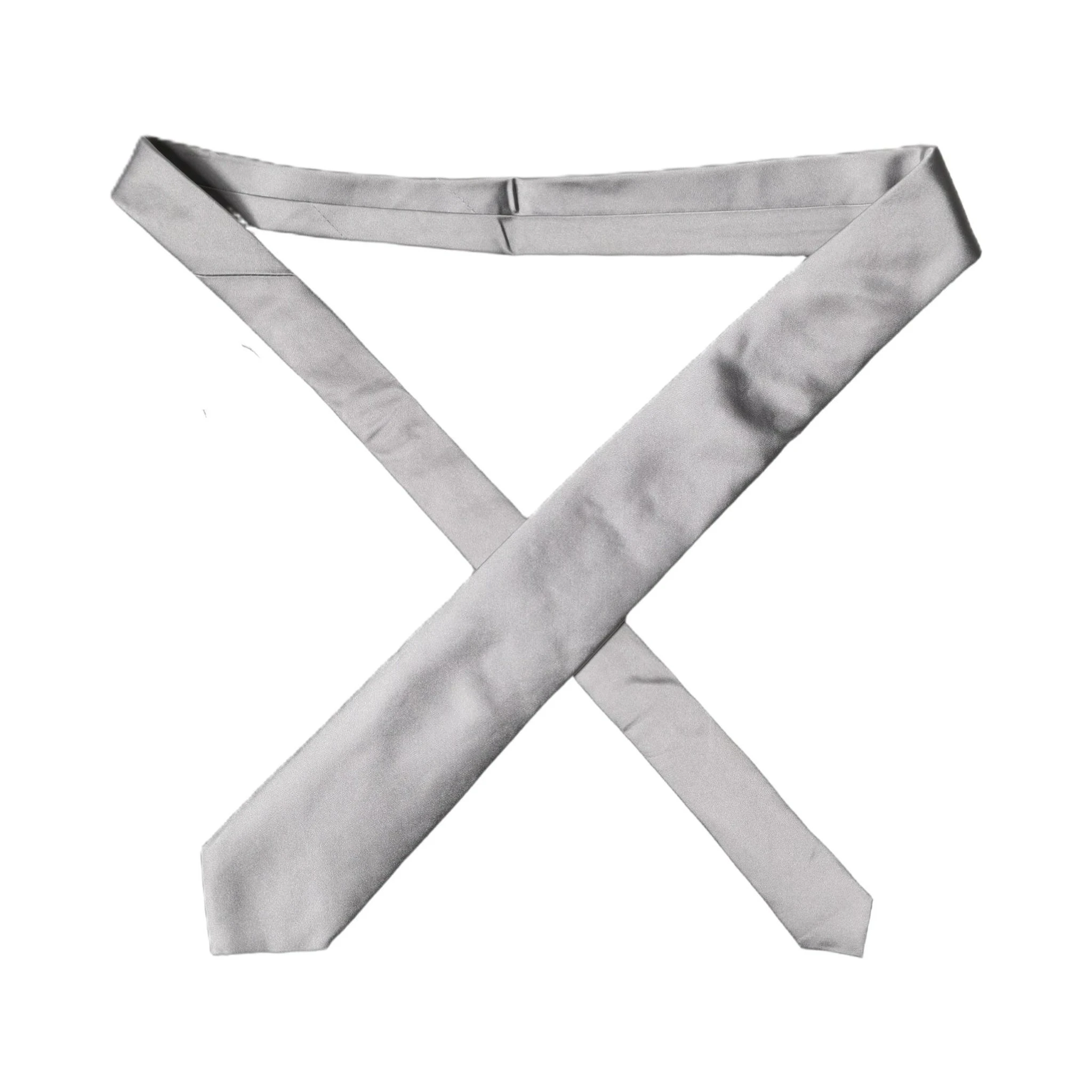 Gray Satin 100% Silk Adjustable Men Tied Necktie Tie