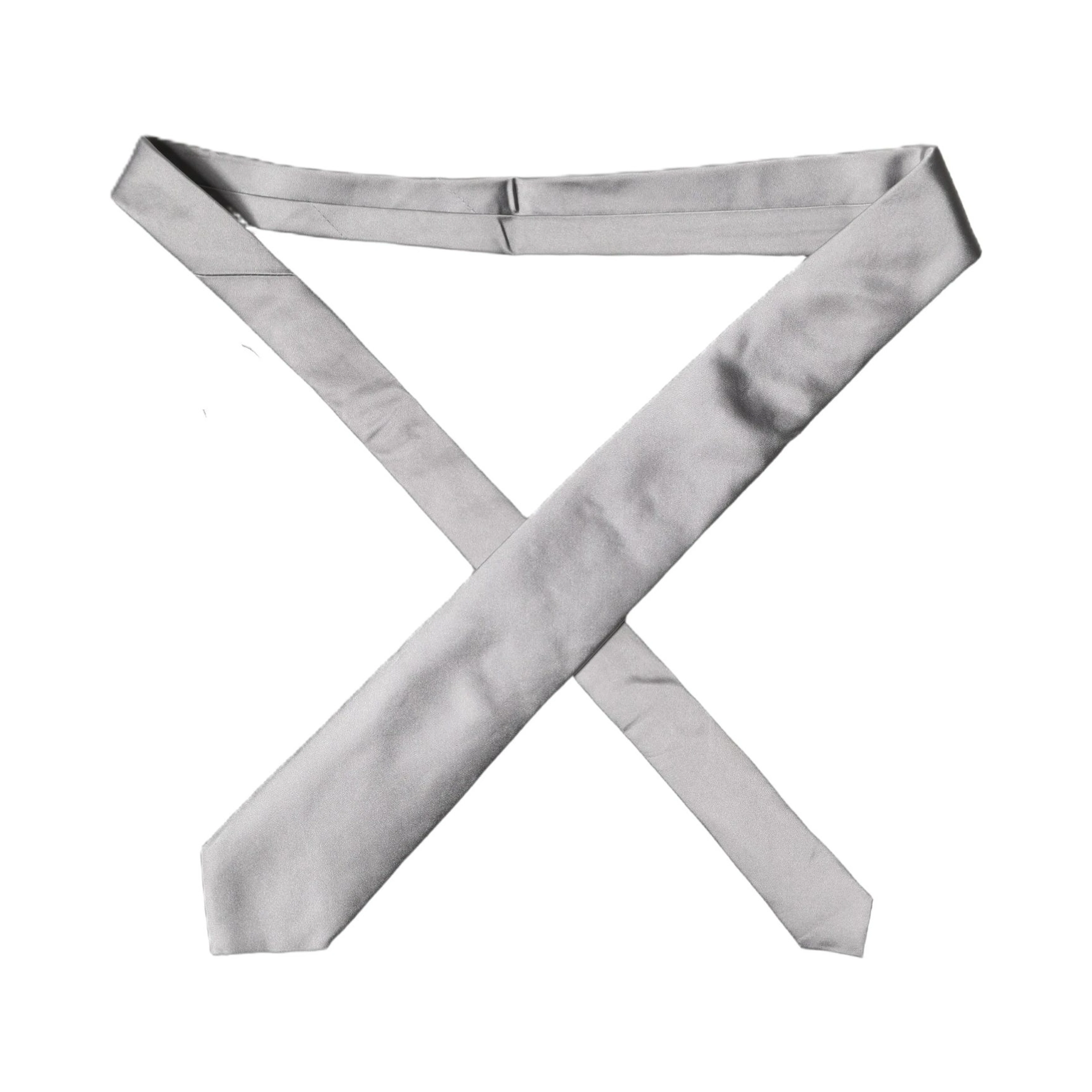 Gray Satin 100% Silk Adjustable Men Tied Necktie Tie