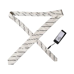 Beige Black Stripes 100% Silk Adjustable Men Necktie Tie