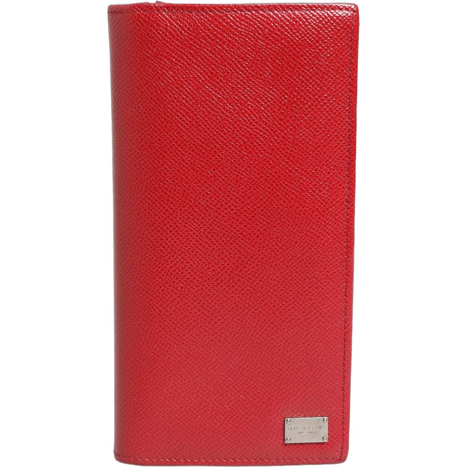 Red Dauphine Leather ID Men Card Holder Bifold Wallet