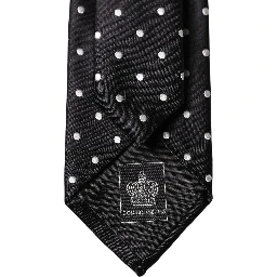 Black White Polka Dots Silk Adjustable Men Necktie Tie