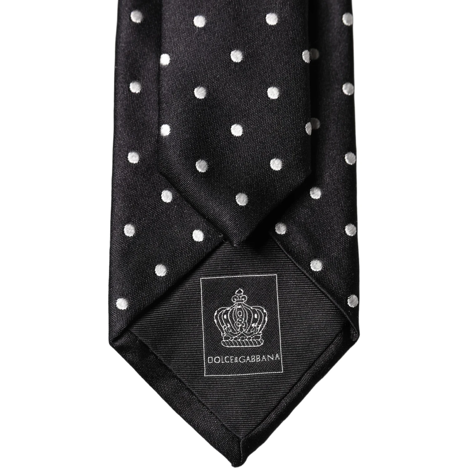 Black White Polka Dots Silk Adjustable Men Necktie Tie