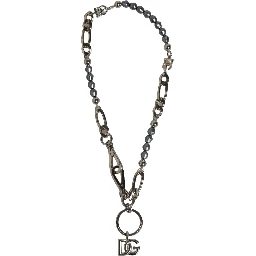 Silver Tone Chain Signature DG Logo Pendant Necklace