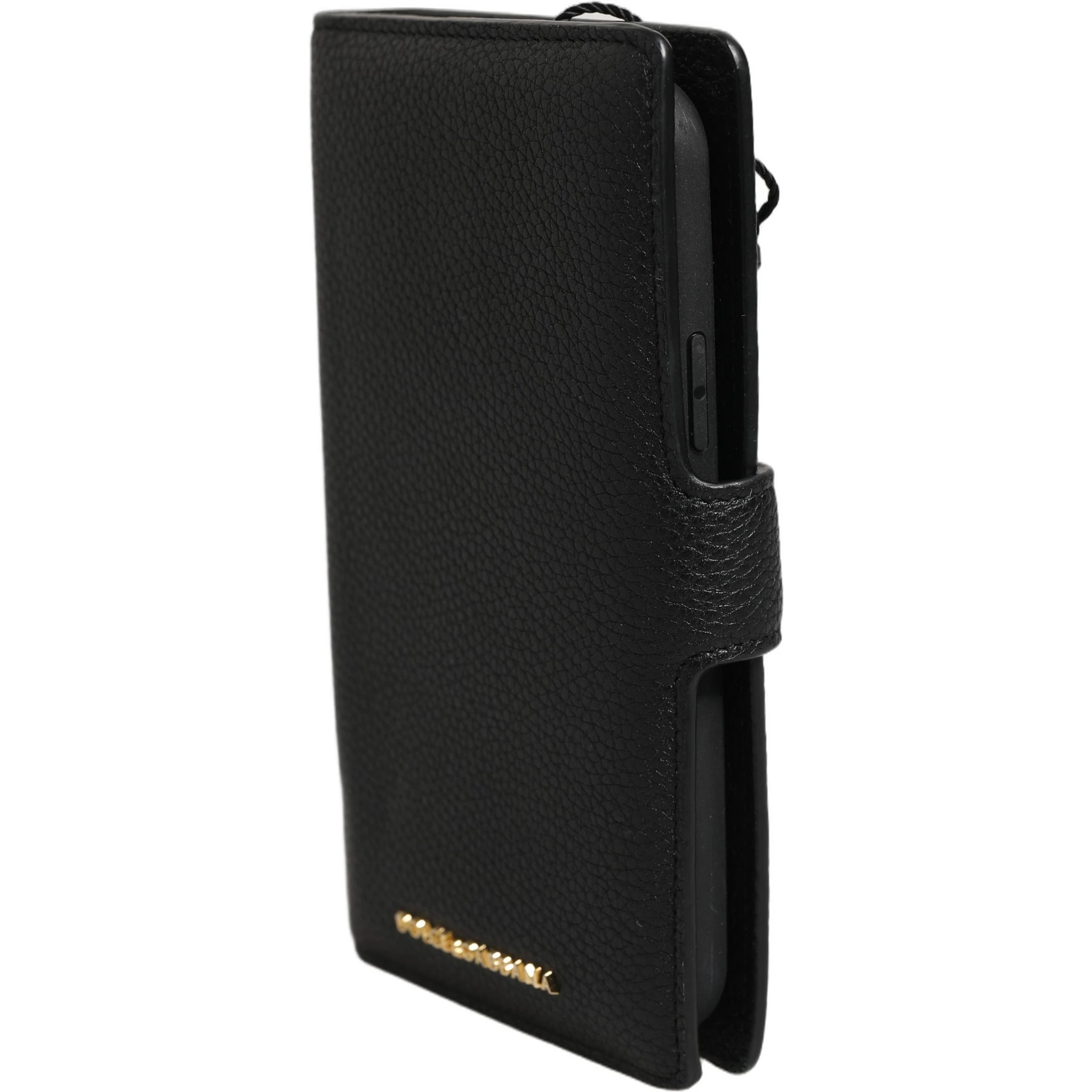 Case Flip Cover Black Calf Leather iPhone11 PRO Phone