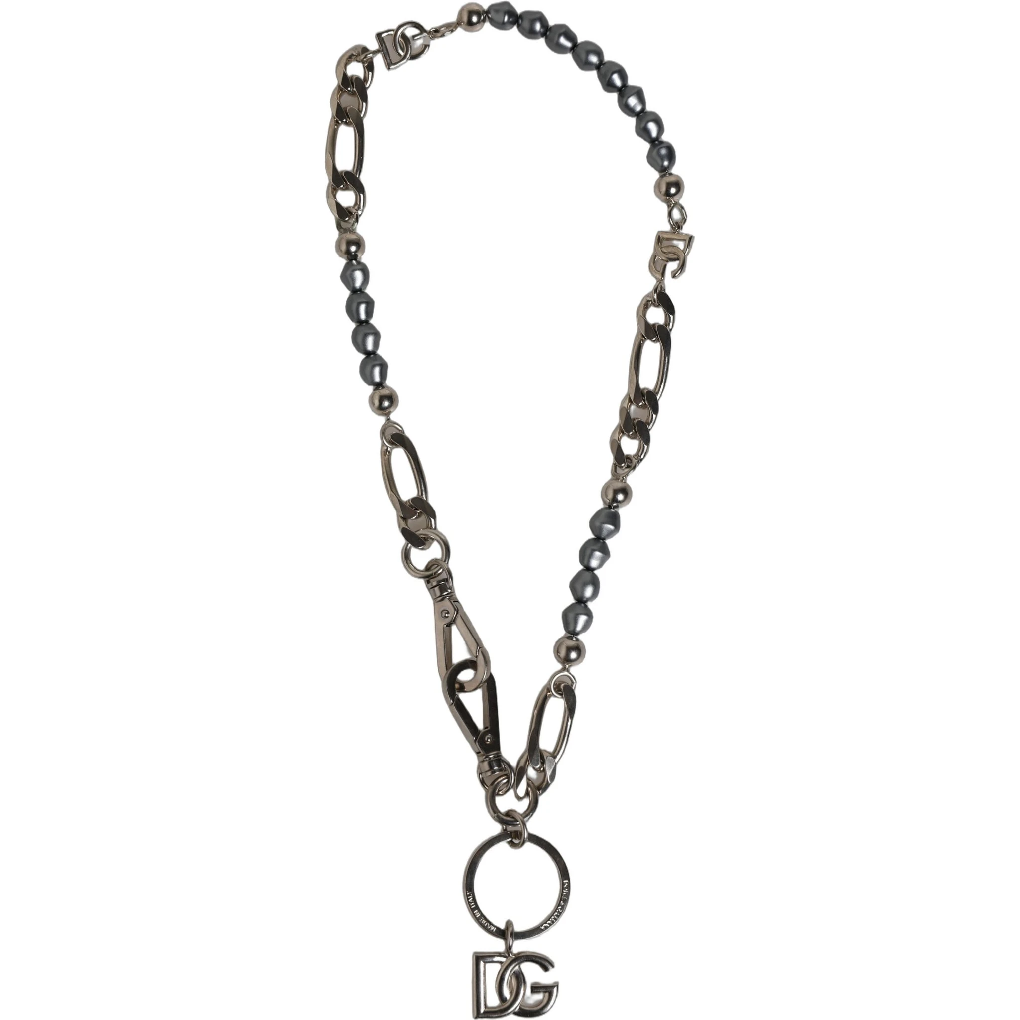Silver Tone Chain Signature DG Logo Pendant Necklace