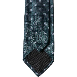 Dark Green Patterned Silk Adjustable Men Necktie Tie