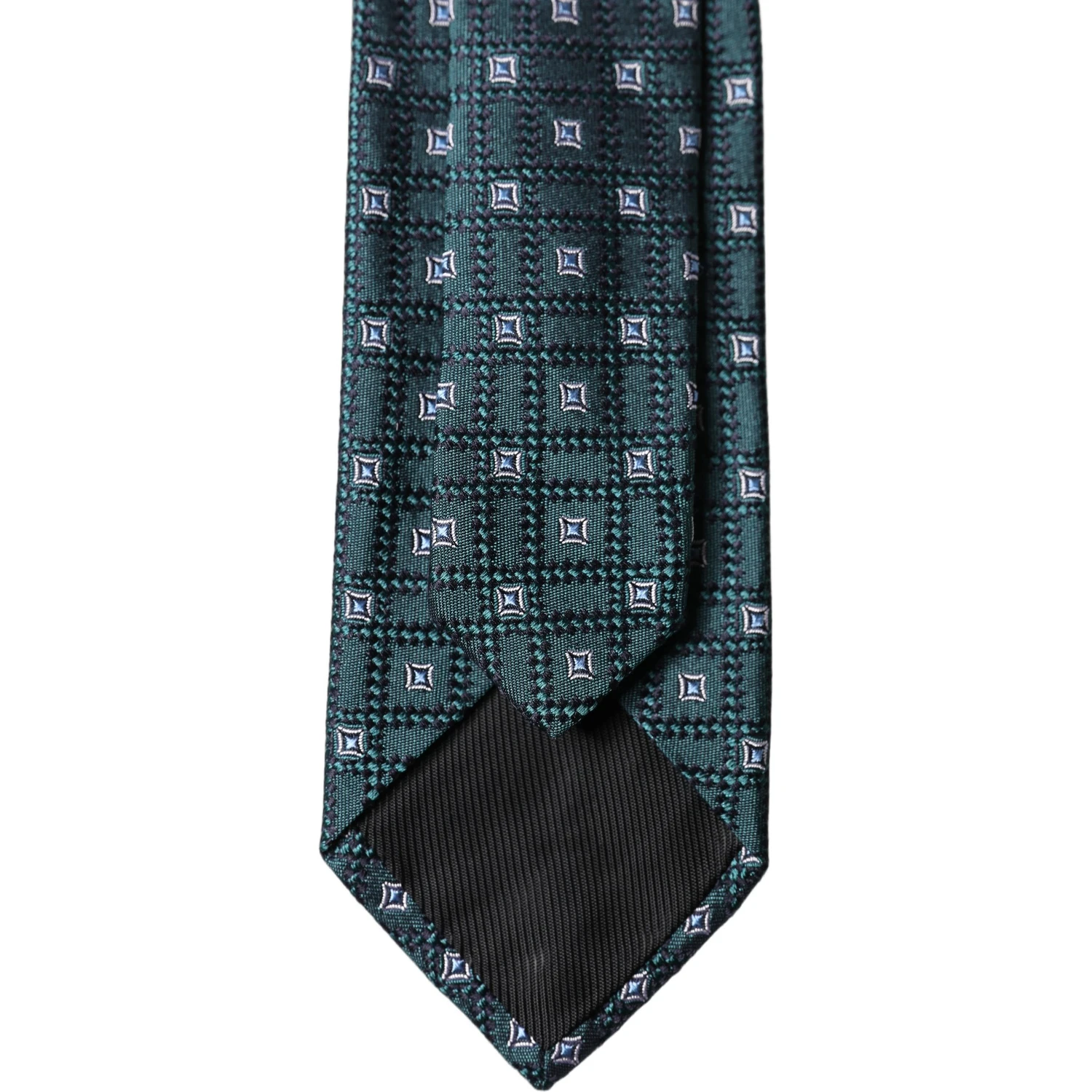 Dark Green Patterned Silk Adjustable Men Necktie Tie