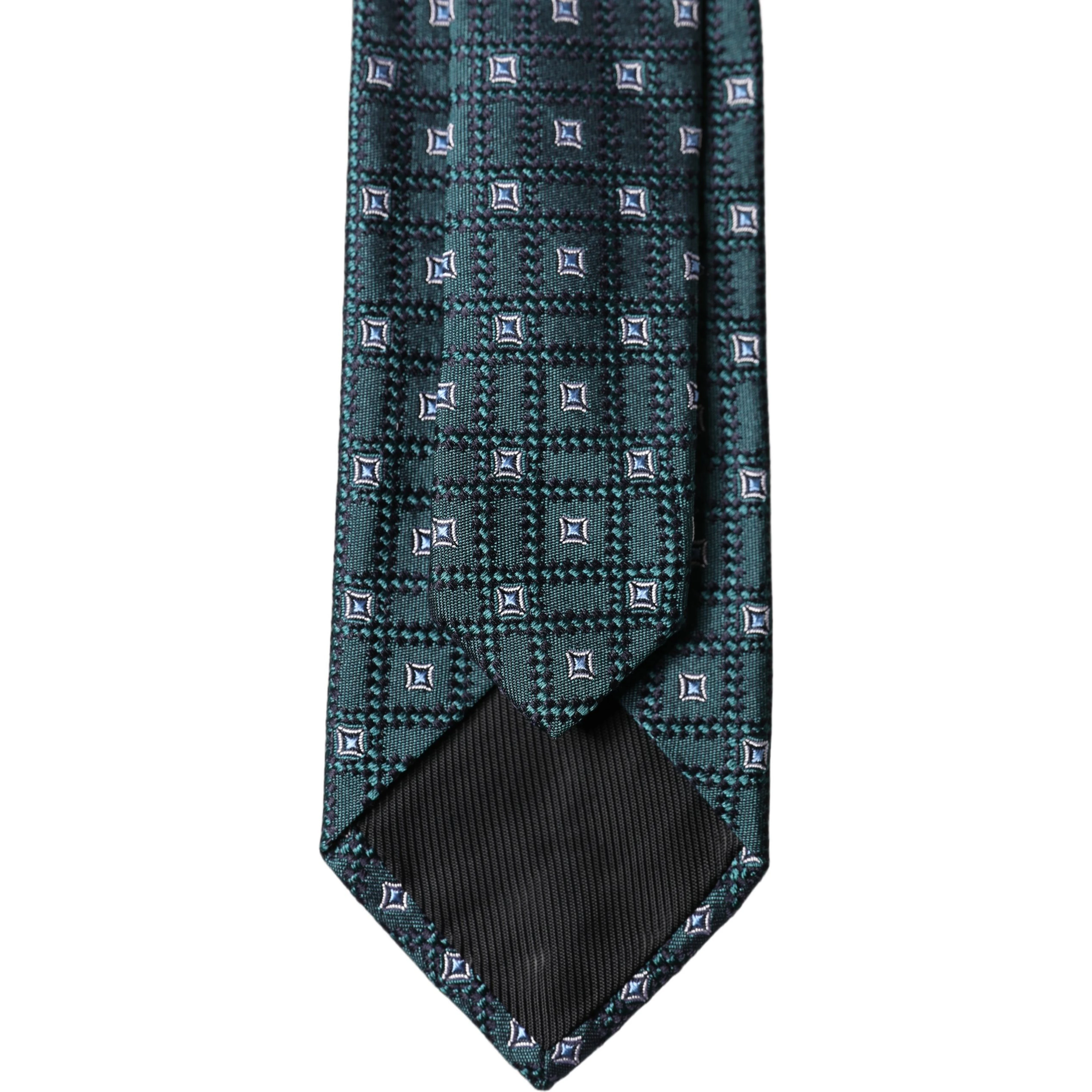 Dark Green Patterned Silk Adjustable Men Necktie Tie